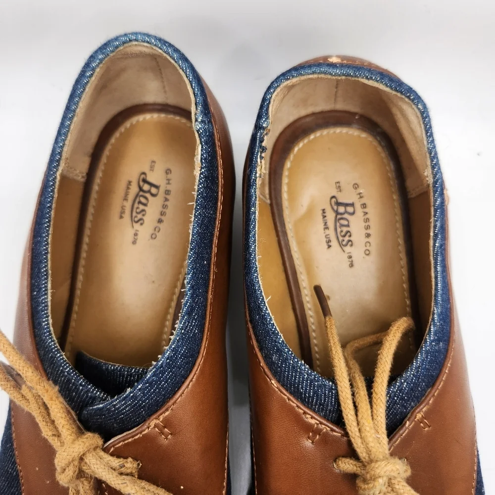G.H. Bass And Co. Women Size 7.5 Dixie Denim And‎ Brown Trim Oxford Shoes Career